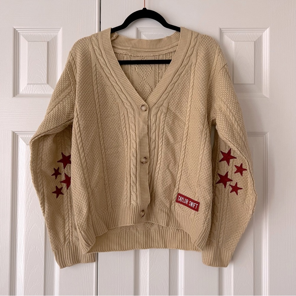 Taylor Swift Red Cardigan, Taylor’s Version beige cable knit S/M